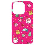 cute pink christmas pattern iPhone 14 Pro Black UV Print PC Hardshell Case