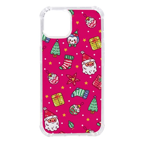 cute pink christmas pattern iPhone 14 TPU UV Print Case from ArtsNow.com Front