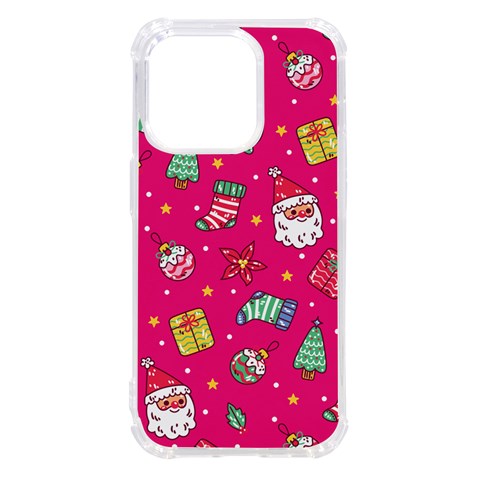 cute pink christmas pattern iPhone 14 Pro TPU UV Print Case from ArtsNow.com Front