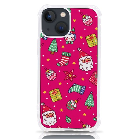 cute pink christmas pattern iPhone 13 mini TPU UV Print Case from ArtsNow.com Front