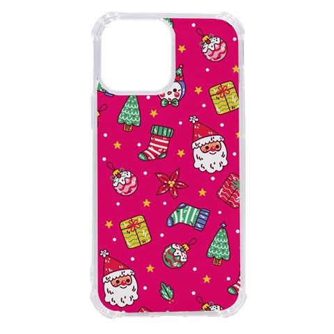 cute pink christmas pattern iPhone 13 Pro Max TPU UV Print Case from ArtsNow.com Front