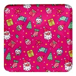 cute pink christmas pattern Square Glass Fridge Magnet (4 pack)