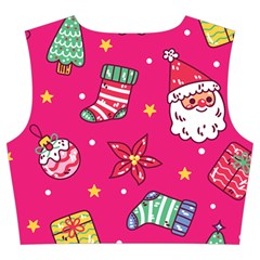 cute pink christmas pattern Trumpet Sleeve Cropped Top from ArtsNow.com Back