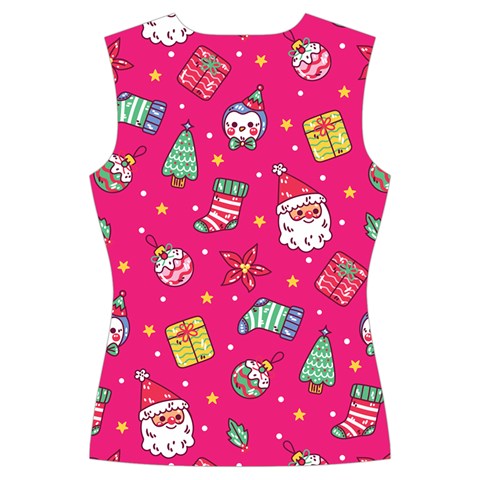 cute pink christmas pattern Women s Cut Out Long Sleeve T Back