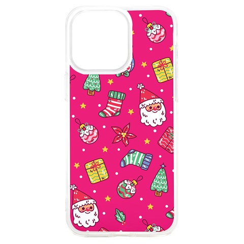 cute pink christmas pattern iPhone 15 Plus TPU UV Print Case from ArtsNow.com Front