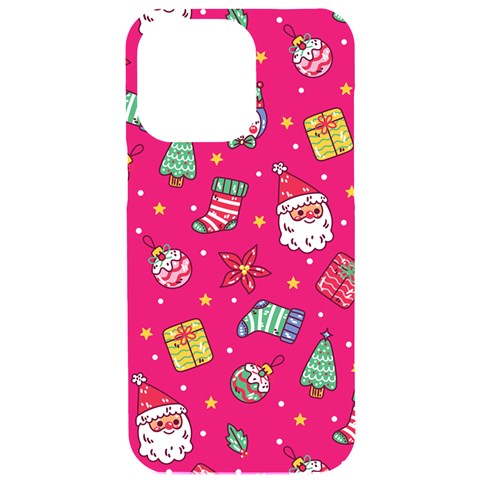 cute pink christmas pattern iPhone 15 Pro Max Black UV Print PC Hardshell Case from ArtsNow.com Front