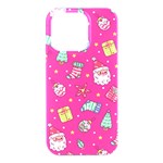 cute pink christmas pattern iPhone 16 Pro Black UV Print PC Hardshell Case