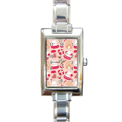 cute christmas cartoon Rectangle Italian Charm Watch from ArtsNow.com Front