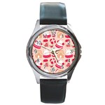 cute christmas cartoon Round Metal Watch