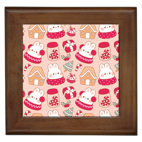 cute christmas cartoon Framed Tile from ArtsNow.com Front