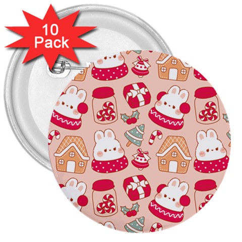 cute christmas cartoon 3  Buttons (10 pack)  from ArtsNow.com Front