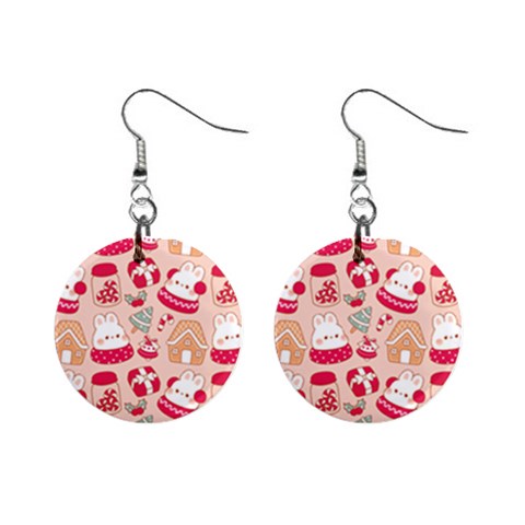 cute christmas cartoon Mini Button Earrings from ArtsNow.com Front