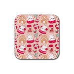 cute christmas cartoon Rubber Coaster (Square)