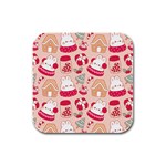 cute christmas cartoon Rubber Square Coaster (4 pack)