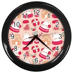 cute christmas cartoon Wall Clock (Black)