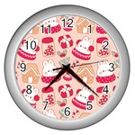 cute christmas cartoon Wall Clock (Silver)