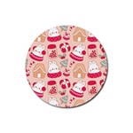 cute christmas cartoon Rubber Coaster (Round)