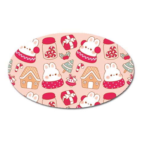 cute christmas cartoon Oval Magnet from ArtsNow.com Front