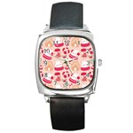 cute christmas cartoon Square Metal Watch