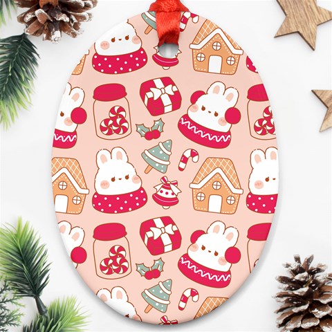 cute christmas cartoon Oval Ornament (Two Sides) from ArtsNow.com Front