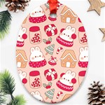 cute christmas cartoon Oval Ornament (Two Sides)