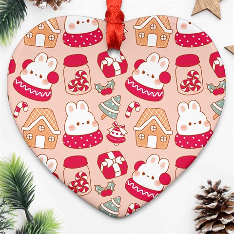 cute christmas cartoon Heart Ornament (Two Sides) from ArtsNow.com Back