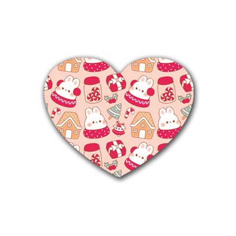 cute christmas cartoon Rubber Coaster (Heart) from ArtsNow.com Front