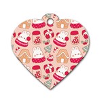 cute christmas cartoon Dog Tag Heart (Two Sides)