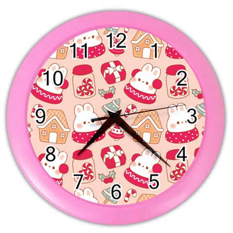 cute christmas cartoon Color Wall Clock from ArtsNow.com Front