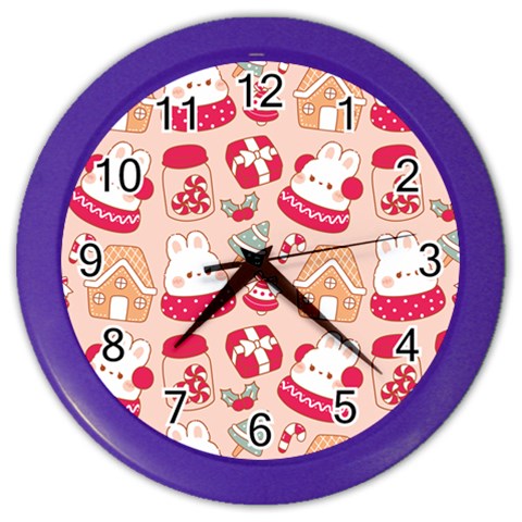 cute christmas cartoon Color Wall Clock from ArtsNow.com Front