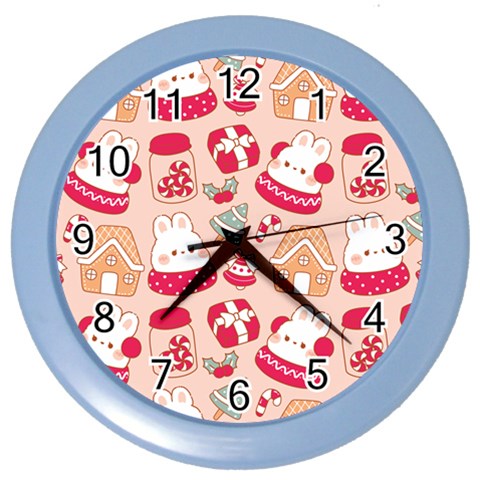 cute christmas cartoon Color Wall Clock from ArtsNow.com Front