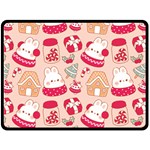 cute christmas cartoon Fleece Blanket (Large)