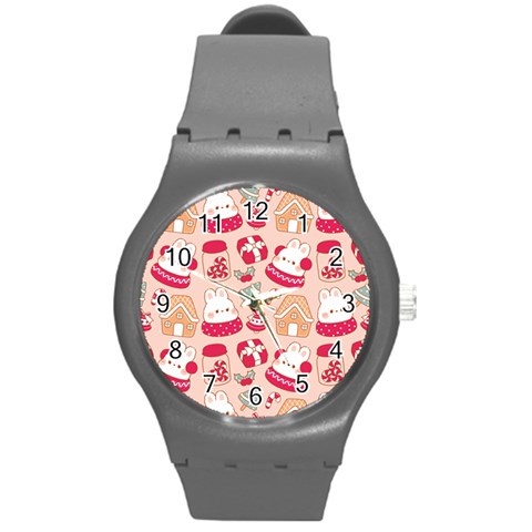 cute christmas cartoon Round Plastic Sport Watch (M) from ArtsNow.com Front