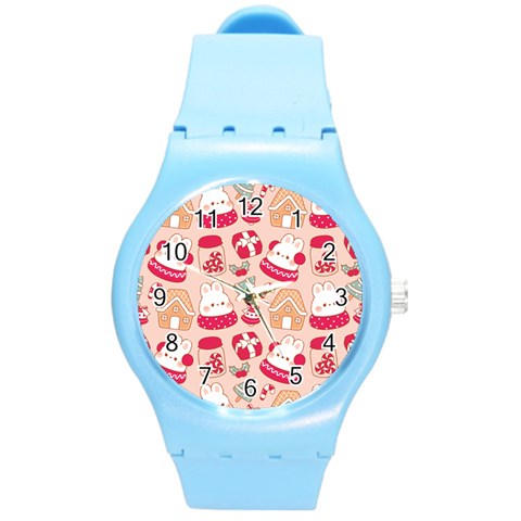 cute christmas cartoon Round Plastic Sport Watch (M) from ArtsNow.com Front