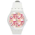 cute christmas cartoon Round Plastic Sport Watch (M)