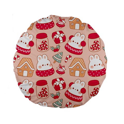 cute christmas cartoon Standard 15  Premium Round Cushions from ArtsNow.com Front