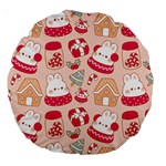 cute christmas cartoon Large 18  Premium Round Cushions