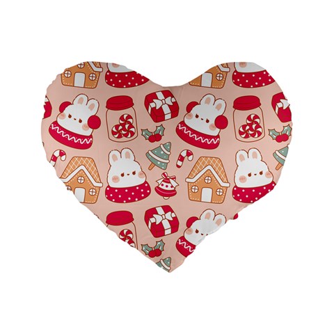 cute christmas cartoon Standard 16  Premium Heart Shape Cushions from ArtsNow.com Front