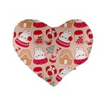 cute christmas cartoon Standard 16  Premium Heart Shape Cushions