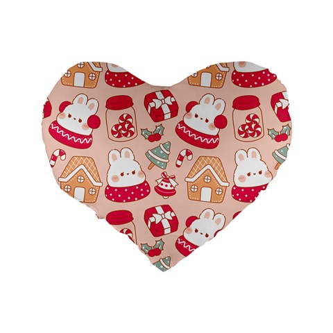 cute christmas cartoon Standard 16  Premium Heart Shape Cushions from ArtsNow.com Back