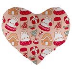 cute christmas cartoon Large 19  Premium Heart Shape Cushions