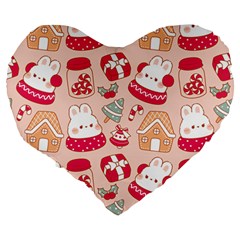 cute christmas cartoon Large 19  Premium Heart Shape Cushions from ArtsNow.com Back