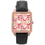 cute christmas cartoon Rose Gold Leather Watch 