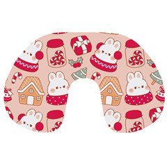 cute christmas cartoon Travel Neck Pillow from ArtsNow.com Front