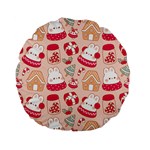 cute christmas cartoon Standard 15  Premium Flano Round Cushions