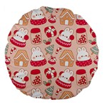 cute christmas cartoon Large 18  Premium Flano Round Cushions