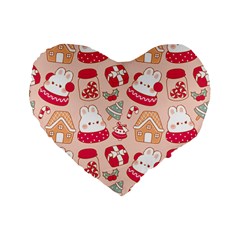 cute christmas cartoon Standard 16  Premium Flano Heart Shape Cushions from ArtsNow.com Front