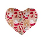 cute christmas cartoon Standard 16  Premium Flano Heart Shape Cushions