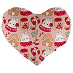 cute christmas cartoon Large 19  Premium Flano Heart Shape Cushions