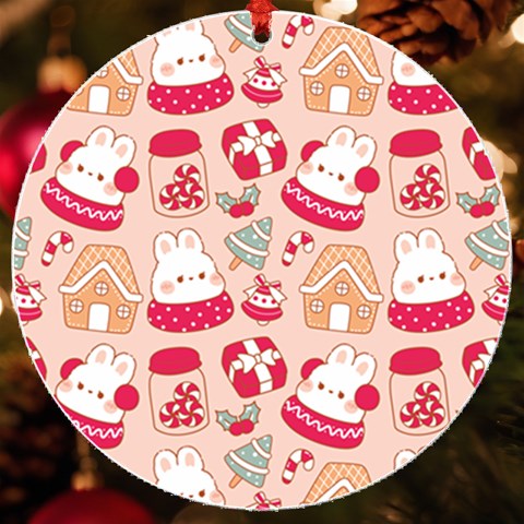 cute christmas cartoon UV Print Acrylic Ornament Round from ArtsNow.com Front